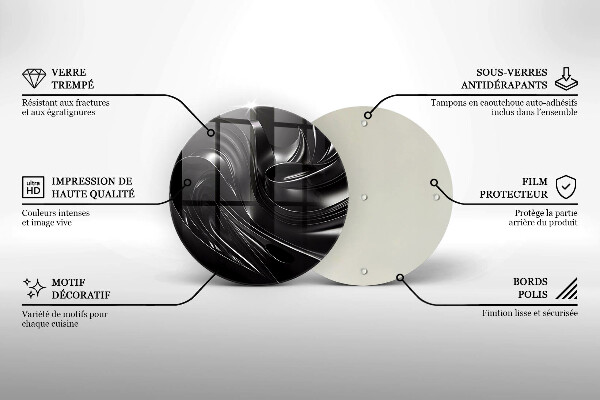 Üveg vágódeszka Absztrakt fekete massza