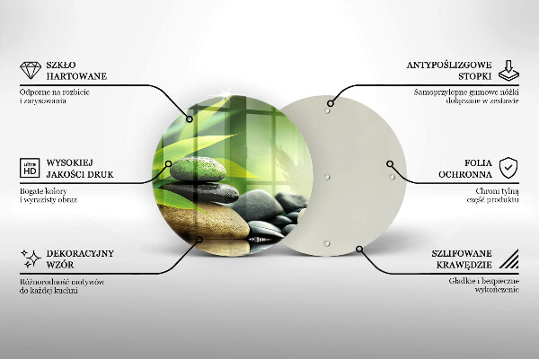 Üveg vágódeszka Zen bambusz kövek