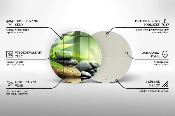 Üveg vágódeszka Zen bambusz kövek