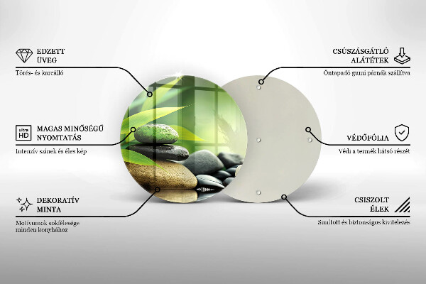 Üveg vágódeszka Zen bambusz kövek