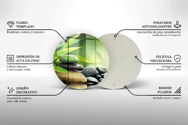 Üveg vágódeszka Zen bambusz kövek