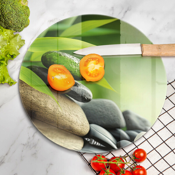 Üveg vágódeszka Zen bambusz kövek