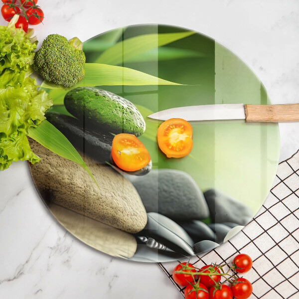 Üveg vágódeszka Zen bambusz kövek