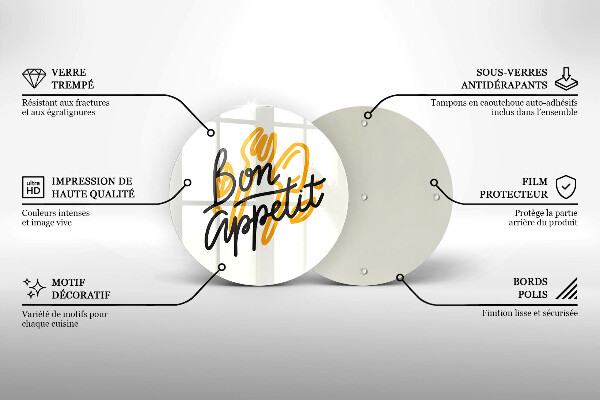 Üveg vágódeszka Bon Appetit felirat