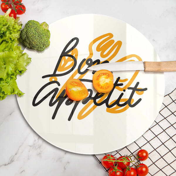 Üveg vágódeszka Bon Appetit felirat