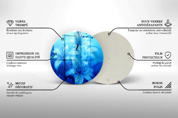 Üveg vágódeszka Kék virágok