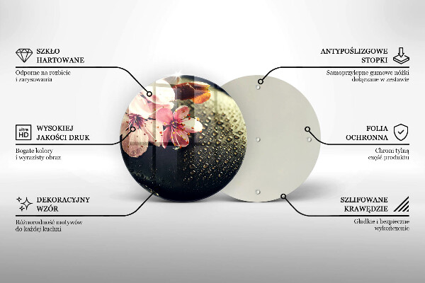 Üveg vágódeszka Virágok zen kövek