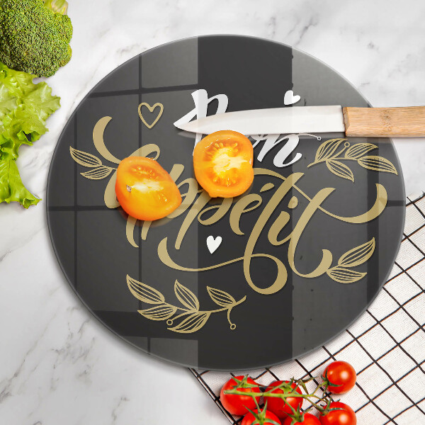 Üveg vágódeszka Bon Appetit felirat