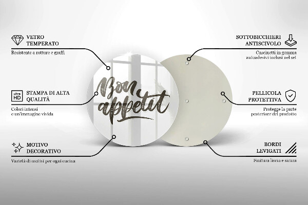 Üveg vágódeszka Bon Appetit felirat