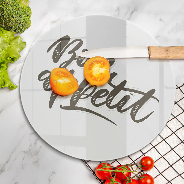 Üveg vágódeszka Bon Appetit felirat