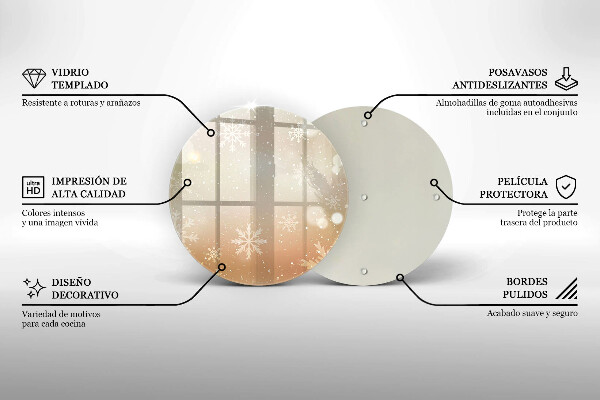 Üveg vágódeszka Hópelyhek