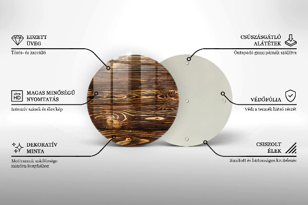 Üveg vágódeszka Fa textúra