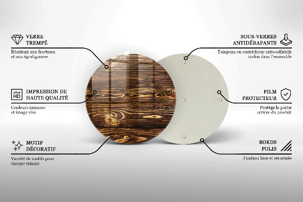 Üveg vágódeszka Fa textúra