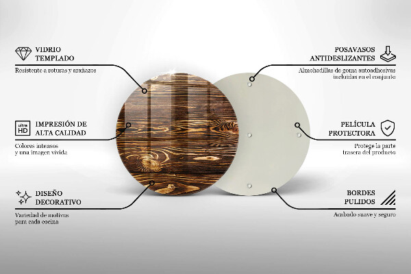 Üveg vágódeszka Fa textúra