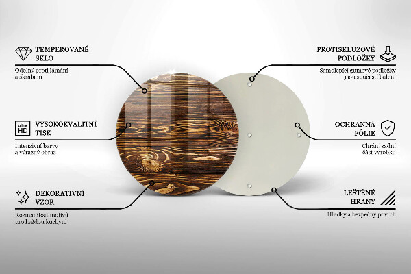 Üveg vágódeszka Fa textúra