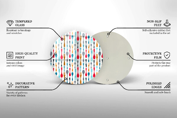 Üveg vágódeszka Kanál illusztráció