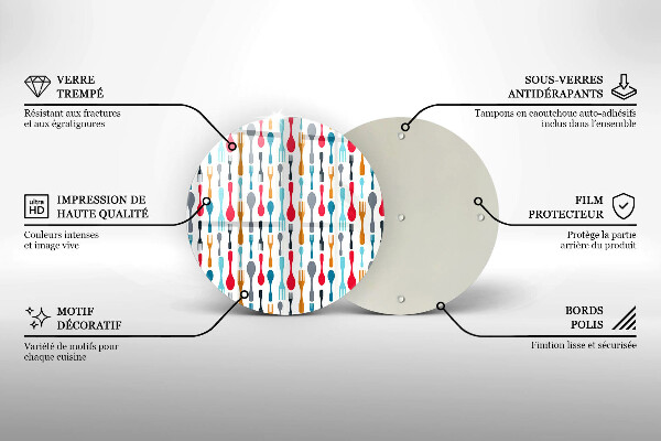 Üveg vágódeszka Kanál illusztráció