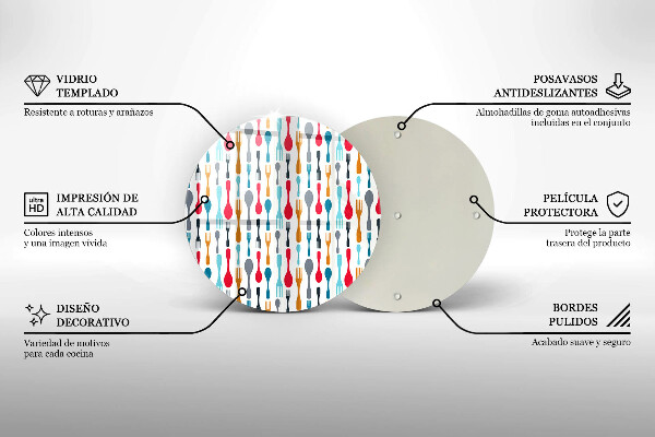 Üveg vágódeszka Kanál illusztráció