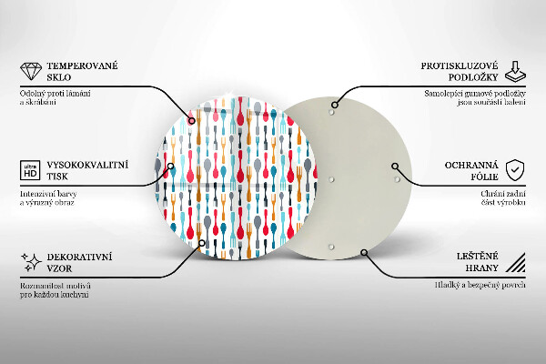 Üveg vágódeszka Kanál illusztráció