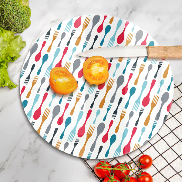 Üveg vágódeszka Kanál illusztráció