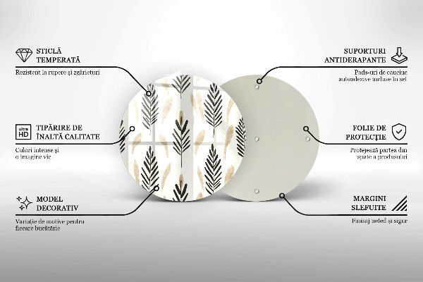 Üveg vágódeszka Boho növények