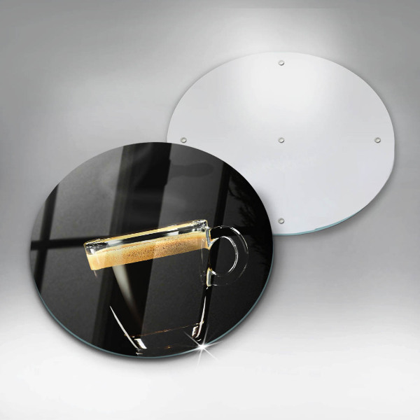 Üveg vágódeszka Egy pohár fekete kávé