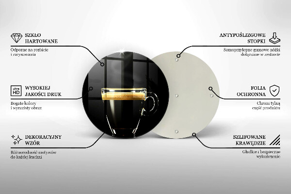 Üveg vágódeszka Egy pohár fekete kávé