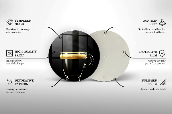 Üveg vágódeszka Egy pohár fekete kávé