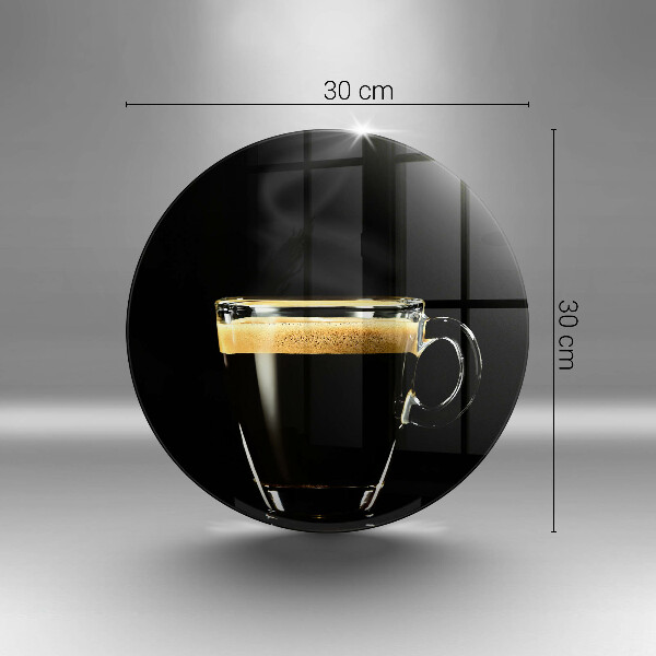 Üveg vágódeszka Egy pohár fekete kávé