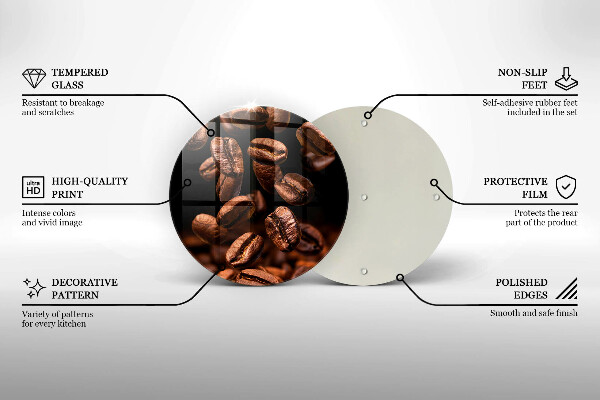 Üveg vágódeszka Barna szemes kávé