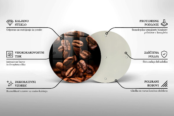 Üveg vágódeszka Barna szemes kávé