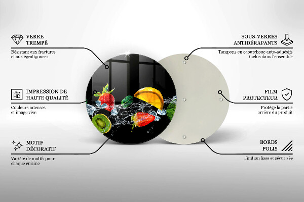 Üveg vágódeszka Gyümölcsök vízben