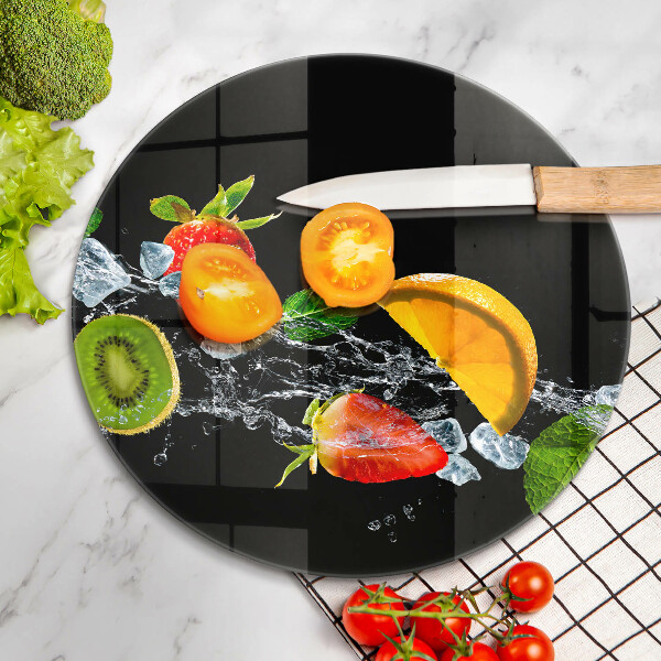 Üveg vágódeszka Gyümölcsök vízben