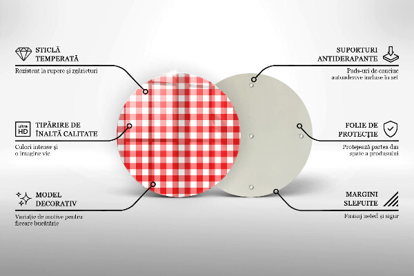 Üveg vágódeszka Piros-fehér kockás minta