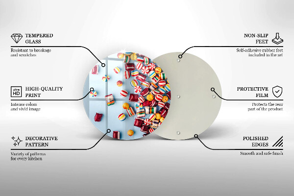 Üveg vágódeszka Színes cukorkák