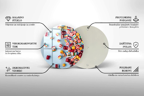 Üveg vágódeszka Színes cukorkák