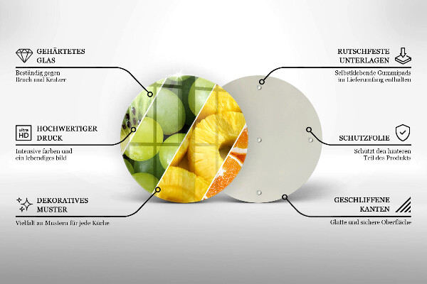 Üveg vágódeszka Színes gyümölcsök