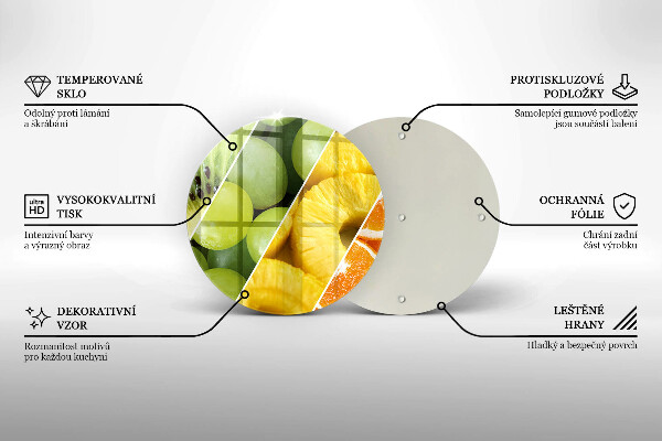 Üveg vágódeszka Színes gyümölcsök