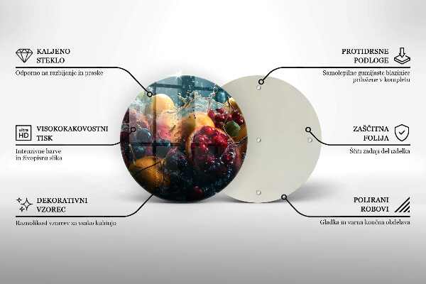 Üveg vágódeszka Gyümölcsök vízben