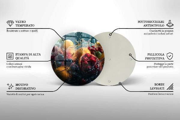 Üveg vágódeszka Gyümölcsök vízben