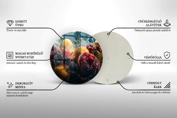 Üveg vágódeszka Gyümölcsök vízben