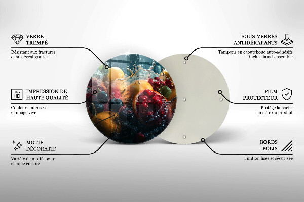 Üveg vágódeszka Gyümölcsök vízben