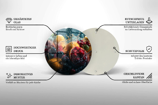 Üveg vágódeszka Gyümölcsök vízben