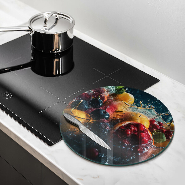 Üveg vágódeszka Gyümölcsök vízben