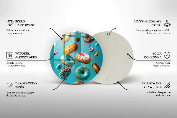 Üveg vágódeszka Színes fánk