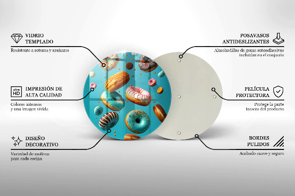 Üveg vágódeszka Színes fánk