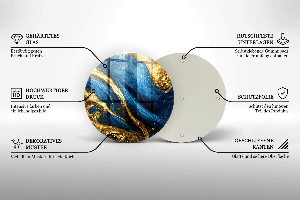 Üveg vágódeszka Kék és arany márvány