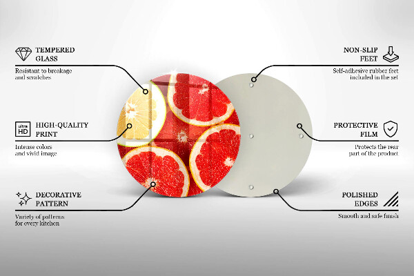 Üveg vágódeszka Grapefruit szeletek
