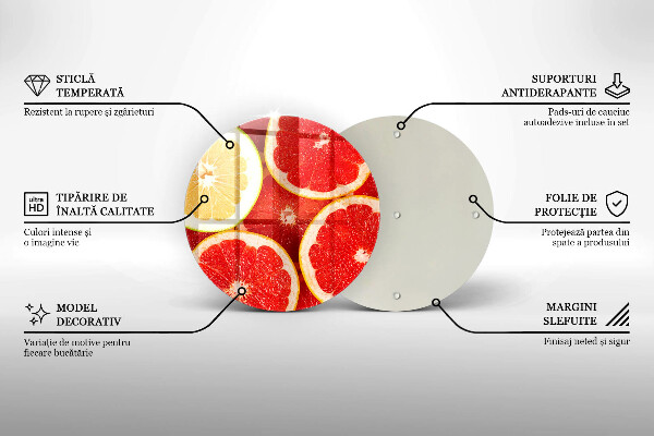 Üveg vágódeszka Grapefruit szeletek