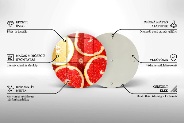 Üveg vágódeszka Grapefruit szeletek